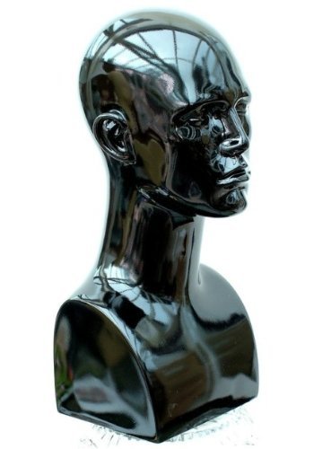 Forever Young Black Glossy Professional Male Mannequin Head for Shop Display Hats Wig Jewellery (disfraz)