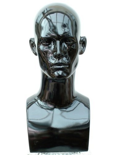 Forever Young Black Glossy Professional Male Mannequin Head for Shop Display Hats Wig Jewellery (disfraz)