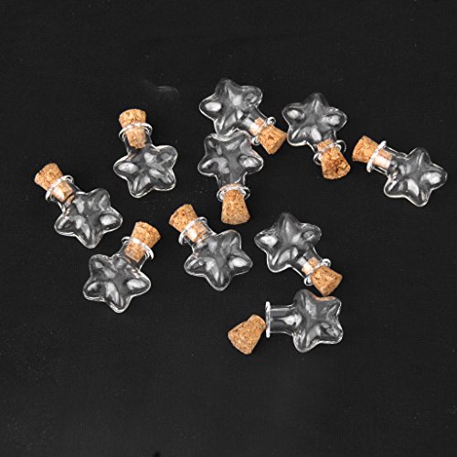Forma De Estrella De Pequeñas Botellas De Vidrio Mensaje Corcho Claros Deseos Vacía Viales 10pcs