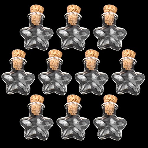 Forma De Estrella De Pequeñas Botellas De Vidrio Mensaje Corcho Claros Deseos Vacía Viales 10pcs