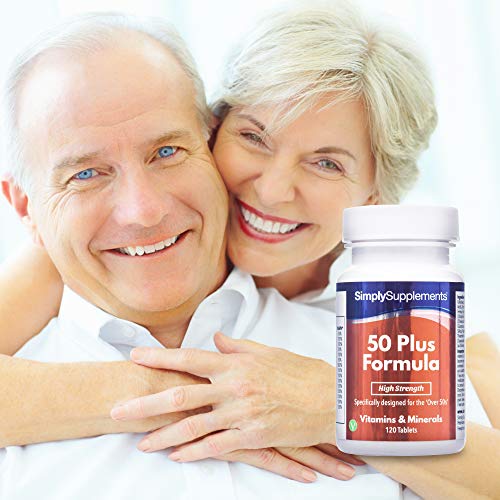 Fórmula 50 Plus multivitamínico con vitamina C - ¡Bote para 4 meses! - Apto para vegetarianos - 120 Comprimidos - SimplySupplements