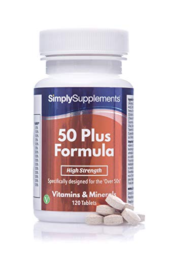 Fórmula 50 Plus multivitamínico con vitamina C - ¡Bote para 4 meses! - Apto para vegetarianos - 120 Comprimidos - SimplySupplements