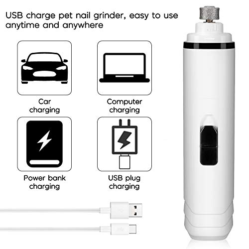 Fostoy Grinder de Uñas para Perros, Grinder para Lima de Uñas para Mascotas Recortador de Uñas para Mascotas, Cortapelos de Uñas Recargables USB Ultra Silenciosos Cuidado de Garras para Mascotas