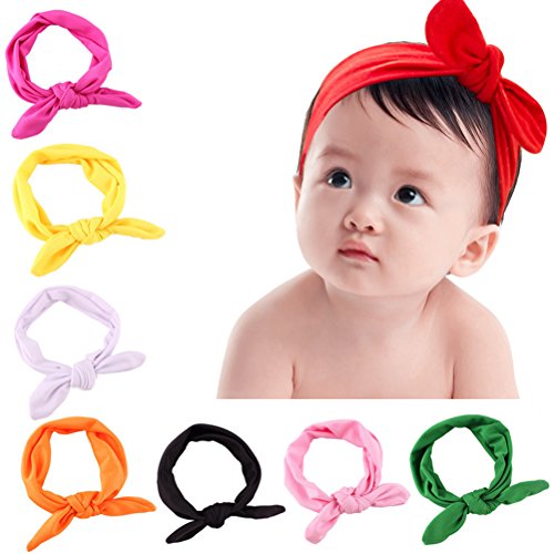 Frcolor 8pcs recién nacido niños niñas orejas de conejo diadema turbante arco nudo diadema