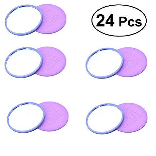 Frcolor MiniI Espejo de Bolsillo Redondo Herramientas de Maquillaje Color y Patrón Aleatorio 24 Piezas