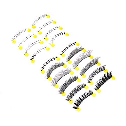 Frcolor Pestañas postizas, 10 pares 10 Desgin Anime Cosplay Pestaña Fake False Upper Lower Pestañas Lower Lashes False Eyelashes (10 pares superiores + 10 pares inferiores)