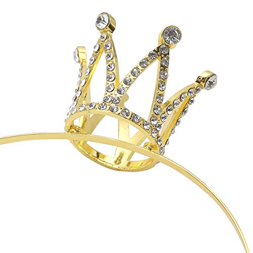 Freebily Corona Princesa Reina Niña Tiara Diadema Dorado para Cumpleaños Ceremonia Tocado de Pelo Accesorio Brillo Peinado Disfraz Niña Boda Navidad Carnaval Dorado One Size