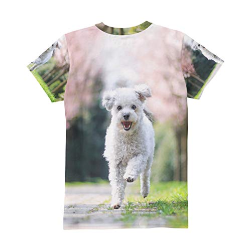 Frise White Curly Dog - Camiseta informal de manga corta para mujer, cuello redondo, cómoda Bm002 XL