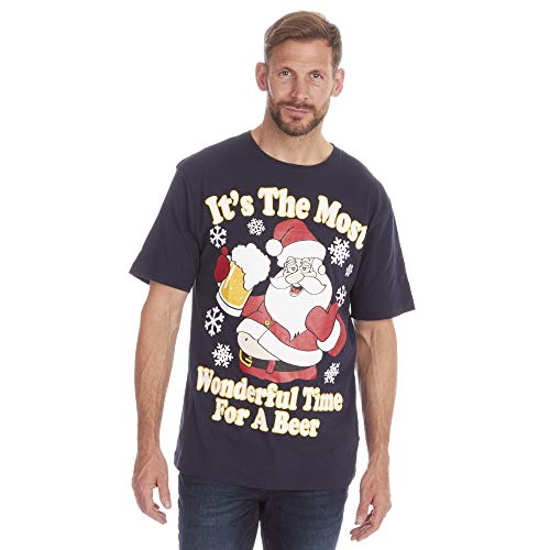 Fruit of the Loom - Camiseta de algodón para hombre, diseño de Navidad