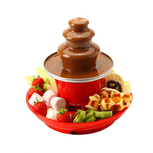 Fuente de Chocolate Gourmet Global Mini Juego de Fondue con Bandeja de Servicio incluida | Máquina eléctrica de 3 Niveles con Base de Olla de fusión | Función de Mantener el Calor