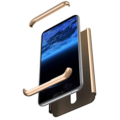 Funda Compatible con One Plus 6.KunyFond Carcasa Case 360 Grados Todo Incluido Back Cover 3 en 1 PC Rígido Silicona TPU Carcasa Ligero Ultrafino Carcasa Anti-Golpes Bumper,Oro