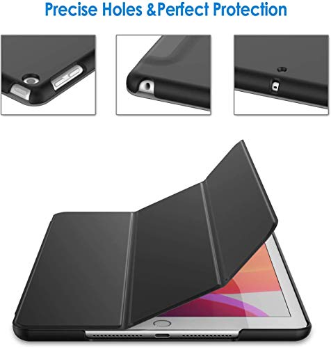 Funda iPad 10.2 Inch 2018/2019,Floral, Dibujado a Mano Escena del Prado Floreciente Primavera Flores Diseño de Dibujo de Acuarela, Blanco Magenta,Cubierta Trasera Delgada Smart Auto Wake/Sleep