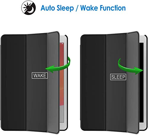 Funda iPad 10.2 Inch 2018/2019,Floral, Dibujado a Mano Escena del Prado Floreciente Primavera Flores Diseño de Dibujo de Acuarela, Blanco Magenta,Cubierta Trasera Delgada Smart Auto Wake/Sleep