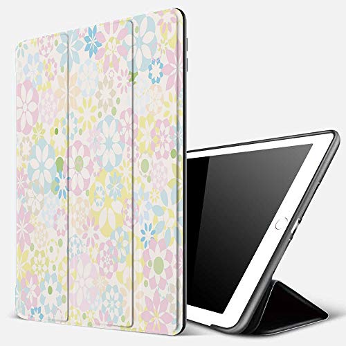 Funda iPad 10.2 Inch 2018/2019,Pastel, Flores florecientes Ropa de Cama Plantas Primavera Colores Botánico Colorido Prado Tema, Multicolor,Cubierta Trasera Delgada Smart Auto Wake/Sleep