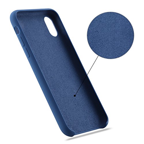 Funda iPhone X, Slim Líquido de Silicona Gel Carcasa Anti-Rasguño y Resistente Huellas Dactilares Totalmente Protectora Caso Cover Case para Apple iPhone X.(X 5.8, Azul)