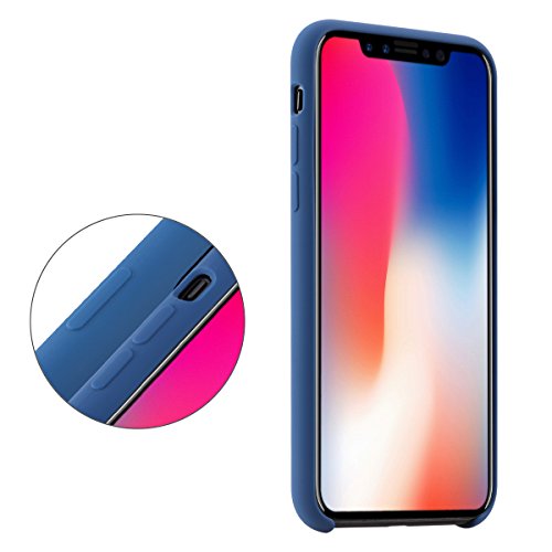 Funda iPhone X, Slim Líquido de Silicona Gel Carcasa Anti-Rasguño y Resistente Huellas Dactilares Totalmente Protectora Caso Cover Case para Apple iPhone X.(X 5.8, Azul)
