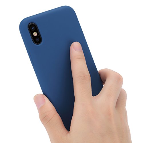 Funda iPhone X, Slim Líquido de Silicona Gel Carcasa Anti-Rasguño y Resistente Huellas Dactilares Totalmente Protectora Caso Cover Case para Apple iPhone X.(X 5.8, Azul)