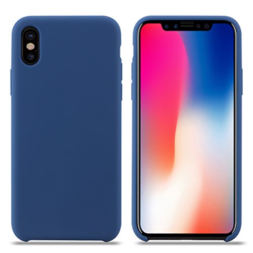 Funda iPhone X, Slim Líquido de Silicona Gel Carcasa Anti-Rasguño y Resistente Huellas Dactilares Totalmente Protectora Caso Cover Case para Apple iPhone X.(X 5.8, Azul)