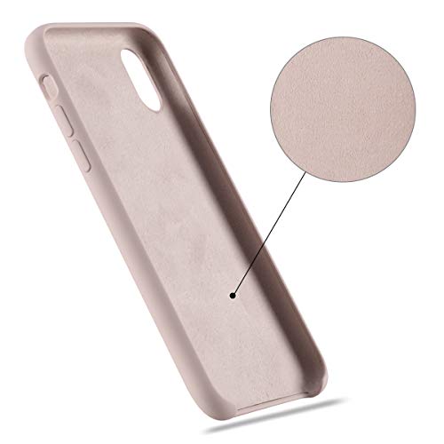Funda iPhone XS MAX, Carcasa Silicona iPhone XS MAX, Líquido Silicona Gel Caucho A Prueba de Golpes con Suave Almohadilla de Forro de Tela de Microfibra para el Apple iPhone XS MAX.(6.5 Inch,Rosado)