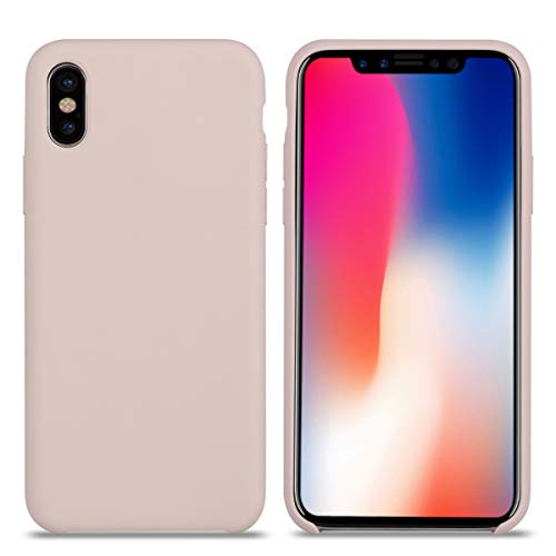 Funda iPhone XS MAX, Carcasa Silicona iPhone XS MAX, Líquido Silicona Gel Caucho A Prueba de Golpes con Suave Almohadilla de Forro de Tela de Microfibra para el Apple iPhone XS MAX.(6.5 Inch,Rosado)
