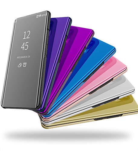 Funda para Honor View 20 Estuche Espejo Elegante Cover de Función Inteligente Case para Dormir Despertar Vista Inteligente Carcasa para Honor View 20(Azul)