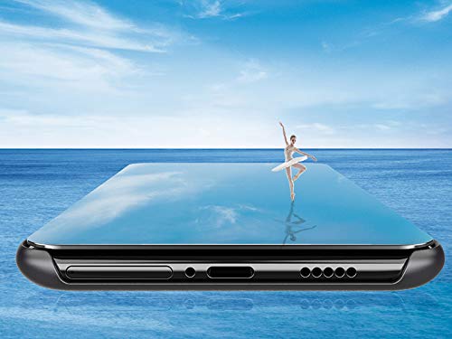 Funda para Honor View 20 Estuche Espejo Elegante Cover de Función Inteligente Case para Dormir Despertar Vista Inteligente Carcasa para Honor View 20(Azul)