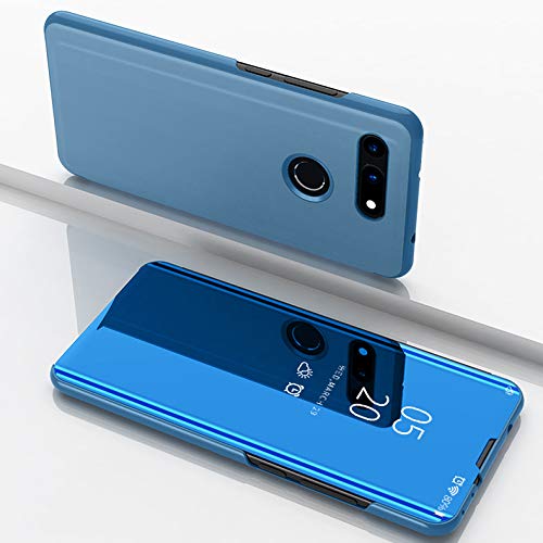 Funda para Honor View 20 Estuche Espejo Elegante Cover de Función Inteligente Case para Dormir Despertar Vista Inteligente Carcasa para Honor View 20(Azul)