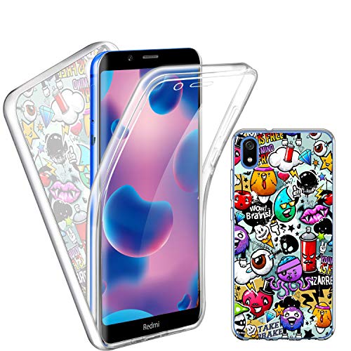 Funda para Xiaomi Redmi 7A, Transparente TPU Silicona + PC Ingles Silicona 2 en 1 360°Full Body Anti-Arañazos Protectora Carcasa Case Cover para Xiaomi Redmi 7A