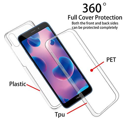 Funda para Xiaomi Redmi 7A, Transparente TPU Silicona + PC Ingles Silicona 2 en 1 360°Full Body Anti-Arañazos Protectora Carcasa Case Cover para Xiaomi Redmi 7A