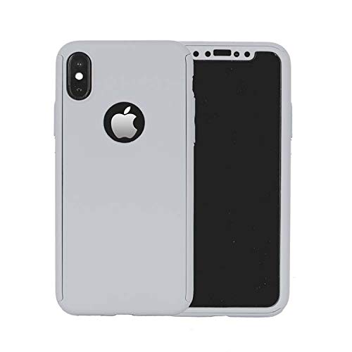 Funda protectora ultrafina suave 360 con protector de pantalla de cristal templado para Apple iPhone X - Plata