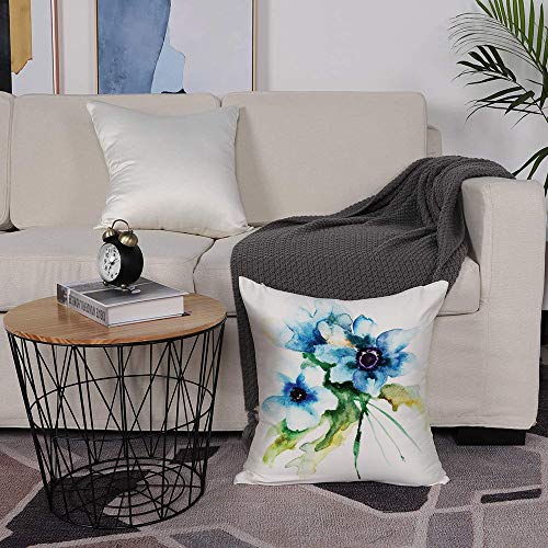 Fundas de cojín para con Cremallera Invisible PoliésterAlmohada Caso de,Flor de acuarela Color pálido Petite Summer Flower Paintin,Dormitorio o Coche Decorativas Fundas Cojines 19 x 19inch 50 x 50cm