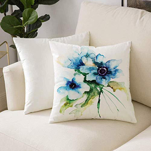 Fundas de cojín para con Cremallera Invisible PoliésterAlmohada Caso de,Flor de acuarela Color pálido Petite Summer Flower Paintin,Dormitorio o Coche Decorativas Fundas Cojines 19 x 19inch 50 x 50cm