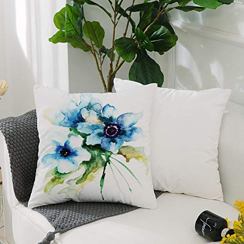 Fundas de cojín para con Cremallera Invisible PoliésterAlmohada Caso de,Flor de acuarela Color pálido Petite Summer Flower Paintin,Dormitorio o Coche Decorativas Fundas Cojines 19 x 19inch 50 x 50cm
