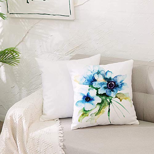 Fundas de cojín para con Cremallera Invisible PoliésterAlmohada Caso de,Flor de acuarela Color pálido Petite Summer Flower Paintin,Dormitorio o Coche Decorativas Fundas Cojines 19 x 19inch 50 x 50cm