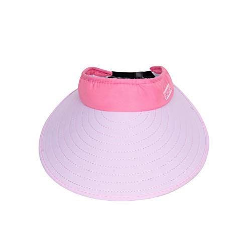 Funhoo Señoras Sombrero para el Sol Mujeres de ala Grande Visera Protectora Empaquetable de Viaje de Verano Pliegue Enrollable Gorra de Playa solares Ajustables con Diadema (Rosa Claro)