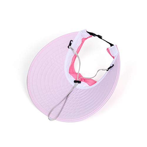 Funhoo Señoras Sombrero para el Sol Mujeres de ala Grande Visera Protectora Empaquetable de Viaje de Verano Pliegue Enrollable Gorra de Playa solares Ajustables con Diadema (Rosa Claro)