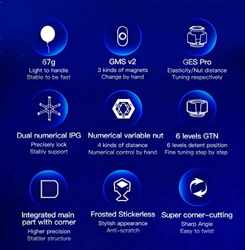 FunnyGoo Ganspuzzle GAN356XS GAN356 X S Potente GMS v2 GES Pro Sistema de Doble Elasticidad 3x3 GAN 356 X S 356 XS Magic Puzzle Cube Speed Cube + One Cube Bag y un Soporte (Black Negro)