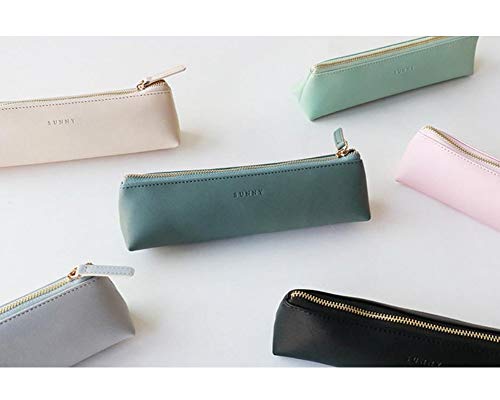 Fyore - Estuche de piel de lujo, diseño delgado con cremallera metálica, tamaño de bolsillo para bolígrafo y brocha de maquillaje, color rosa 20*5*4.4cm