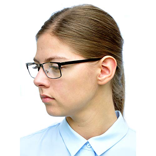 Gafas de Lectura con Cristales Rectangulares, Montura de Acero Inoxidable (Grafito), Funda GRATIS, Gafas Para Leer Hombre y Mujer +2.5 Dioptrías