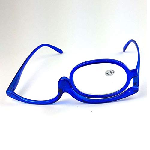 Gafas de Maquillaje para Mujer Monóculos de Maquillaje Diseño de Marco Completo Duradero a Prueba de caídas Gafas giratorias de Lupa de Maquillaje Azul + 1.5, 2.0, 2.5Dioptrías Gafas de Lectura
