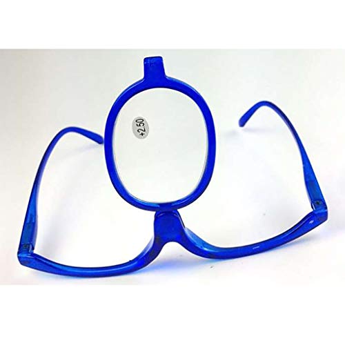 Gafas de Maquillaje para Mujer Monóculos de Maquillaje Diseño de Marco Completo Duradero a Prueba de caídas Gafas giratorias de Lupa de Maquillaje Azul + 1.5, 2.0, 2.5Dioptrías Gafas de Lectura