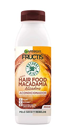 Garnier Fructis Hair Food Acondicionador de Macadamia Alisadora para Pelo Seco o Rebelde - 350 ml