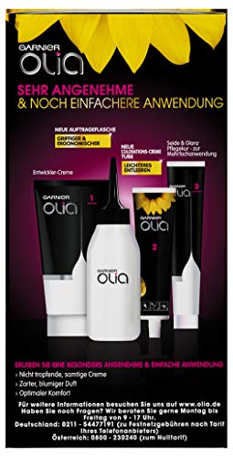 Garnier Olia - Tinte para coloración de cabello, color negro 1.0. Contiene un 60% de aceites florales para mayor intensidad de color – sin amoniaco – 3 unidades
