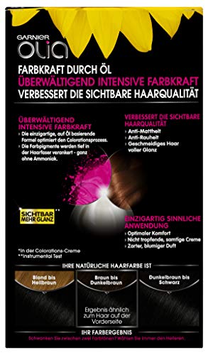 Garnier Olia - Tinte para coloración de cabello, color negro 1.0. Contiene un 60% de aceites florales para mayor intensidad de color – sin amoniaco – 3 unidades