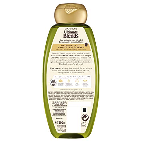 Garnier ultimate blends aceite de oliva seco cabello Champú, 360 ml, pack de 6