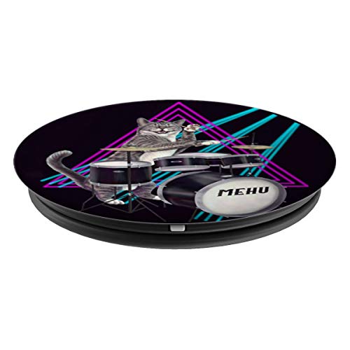 Gato baterista - Rock kitty en una batería PopSockets Agarre y Soporte para Teléfonos y Tabletas