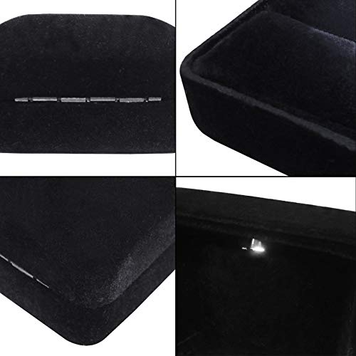 GBYAN Caja de Terciopelo para Anillo con luz LED Caja de Regalo para proposición, Compromiso, Boda (Negro)