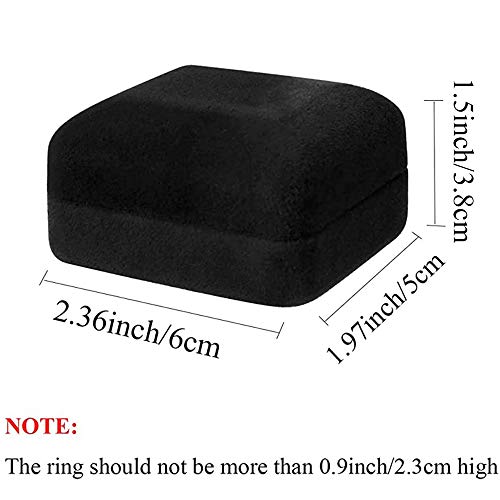 GBYAN Caja de Terciopelo para Anillo con luz LED Caja de Regalo para proposición, Compromiso, Boda (Negro)