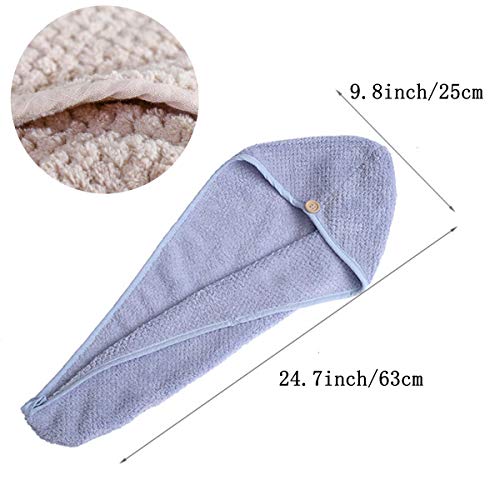 GCOA 3PCS Toallas de Baño Turbante con Botón del Abrigo de Pelo Secado Rápido de Microfibra Suave Absorbentes de Agua Pelo Seco Capucha Bañera Ducha (Rosa, caqui, marrón oscur)