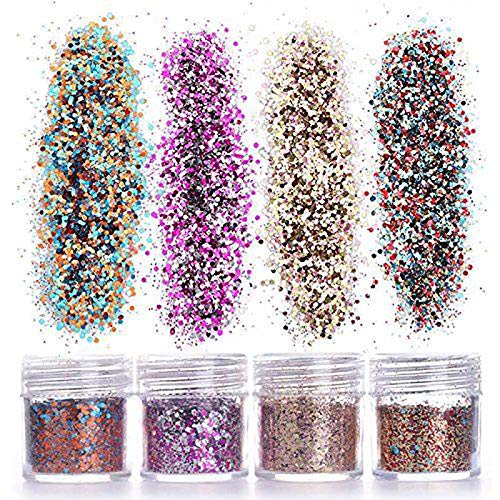 GCOA Purpurinas Polvo, Chunky Glitter Flakes paillette para rostro maquillaje de ojos cabello body art -12 Cajas